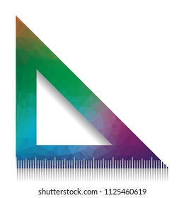 Ruler sign illustration. Vector. Colorful icon with bright texture of mosaic with soft shadow on white background. Isolated.
