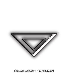 Ruler sign illustration. Vector. Double contour black icon with soft shadow at white background. Isolated.