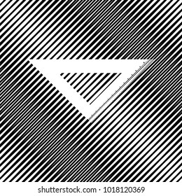 Ruler sign illustration. Vector. Icon. Hole in moire background.