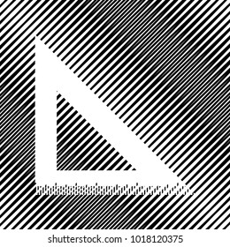 Ruler sign illustration. Vector. Icon. Hole in moire background.
