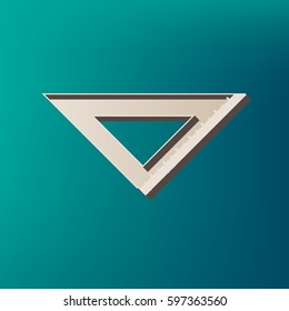 Ruler sign illustration. Vector. Icon printed at 3d on sea color background.