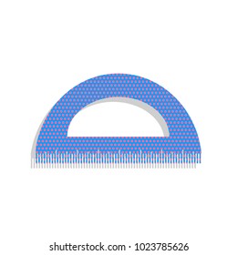 Ruler sign illustration. Vector. Neon blue icon with cyclamen polka dots pattern with light gray shadow on white background. Isolated.
