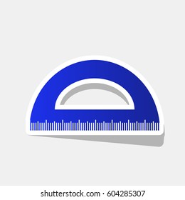 Ruler sign illustration. Vector. New year bluish icon with outside stroke and gray shadow on light gray background.