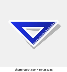Ruler sign illustration. Vector. New year bluish icon with outside stroke and gray shadow on light gray background.
