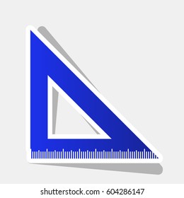 Ruler sign illustration. Vector. New year bluish icon with outside stroke and gray shadow on light gray background.
