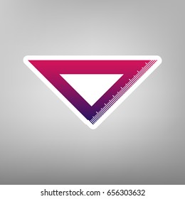 Ruler sign illustration. Vector. Purple gradient icon on white paper at gray background.