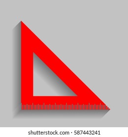 Ruler sign illustration. Vector. Red icon with soft shadow on gray background.