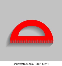 Ruler sign illustration. Vector. Red icon with soft shadow on gray background.