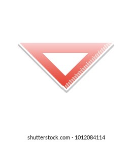 Ruler sign illustration. Vector. Reddish icon with white and gray shadow on white background. Isolated.