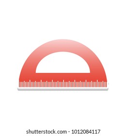 Ruler sign illustration. Vector. Reddish icon with white and gray shadow on white background. Isolated.