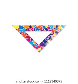 Ruler sign illustration. Vector. Stained glass icon on white background. Colorful polygons. Isolated.