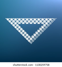 Ruler sign illustration. Vector. White textured icon at lapis lazuli gradient background.