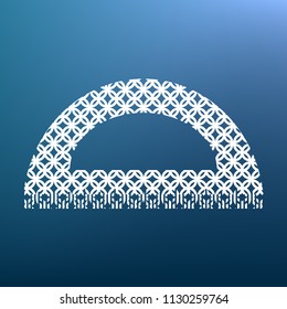 Ruler sign illustration. Vector. White textured icon at lapis lazuli gradient background.