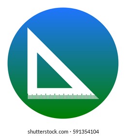 Ruler sign illustration. Vector. White icon in bluish circle on white background. Isolated.