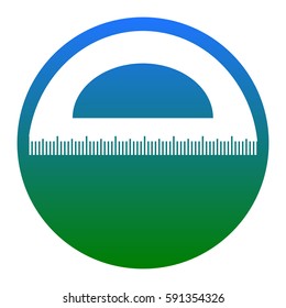 Ruler sign illustration. Vector. White icon in bluish circle on white background. Isolated.