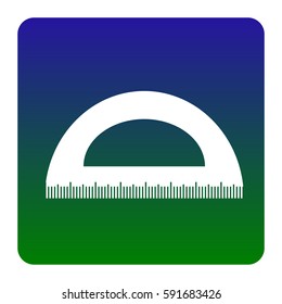 Ruler sign illustration. Vector. White icon at green-blue gradient square with rounded corners on white background. Isolated.