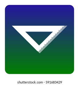 Ruler sign illustration. Vector. White icon at green-blue gradient square with rounded corners on white background. Isolated.