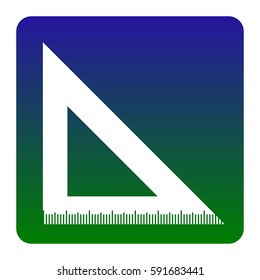 Ruler sign illustration. Vector. White icon at green-blue gradient square with rounded corners on white background. Isolated.