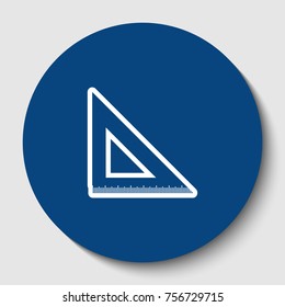 Ruler sign illustration. Vector. White contour icon in dark cerulean circle at white background. Isolated.