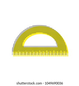 Ruler sign illustration. Vector. Yellow icon with square pattern duplicate at white background. Isolated.