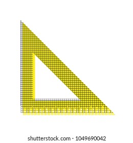 Ruler sign illustration. Vector. Yellow icon with square pattern duplicate at white background. Isolated.