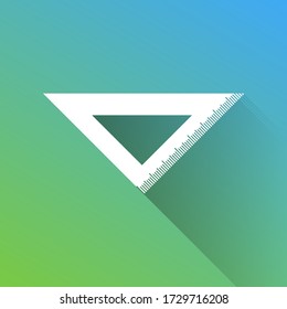 Ruler sign illustration. White Icon with gray dropped limitless shadow on green to blue background. Illustration.