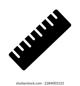 Ruler silhouette icon with scale. Stationery. Vector.