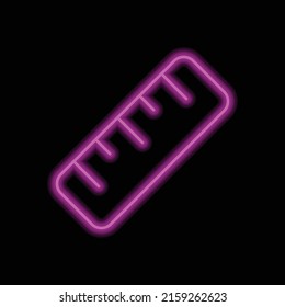 Ruler simple icon vector. Flar design. Purple neon style on black background.ai