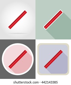 ruler stationery equipment set flat icons vector illustration isolated on white background