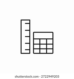Vector de signo de icono de Regla y tabla