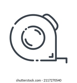 Ruler tape vector line icon  isolated on white transparent background. Measure, construction, building and repair tool symbol.