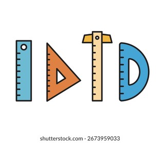 Conjunto de iconos de herramientas de Regla Ilustración vectorial