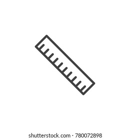 Ruler tool line icon, outline vector sign, linear style pictogram isolated on white. Measurement symbol, logo illustration. Editable stroke