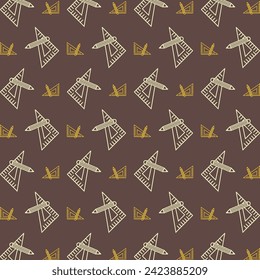 Ruler trendy multicolor repeating pattern vector illustration brown background