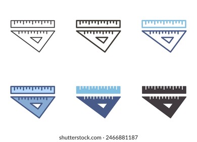 Ruler and triagnle measurement geometry drawing and architecture tools icons. Vector graphic elements