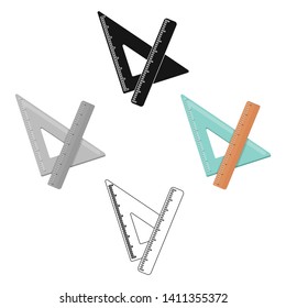 Ruler and triangle. Devices for school drawing.School And Education single icon in cartoon,black style vector symbol stock illustration.