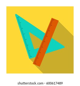 Ruler and triangle. Devices for school drawing.School And Education single icon in flat style vector symbol stock illustration.