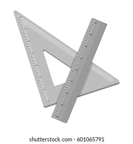 Ruler and triangle. Devices for school drawing.School And Education single icon in monochrome style vector symbol stock illustration.