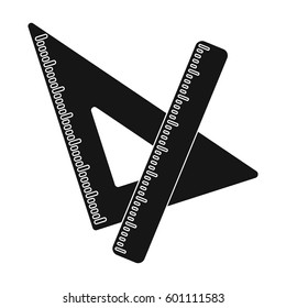 Ruler and triangle. Devices for school drawing.School And Education single icon in black style vector symbol stock illustration.