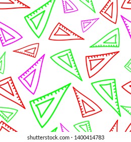 Ruler triangle hand drawing doodle style seamless pattern