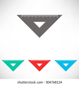The ruler triangle icon. Set of varicolored icons.