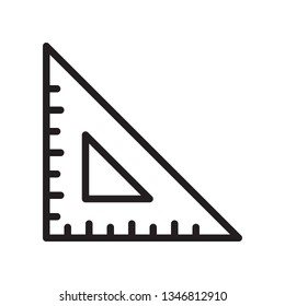 Ruler, triangle ruler icon in trendy outline style design. Vector graphic illustration. Ruler, measurement icon for website design, logo, and ui. Editable vector stroke. Pixel perfect. EPS 10.