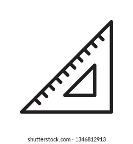 Ruler, triangle ruler icon in trendy outline style design. Vector graphic illustration. Ruler, measurement icon for website design, logo, and ui. Editable vector stroke. Pixel perfect. EPS 10.