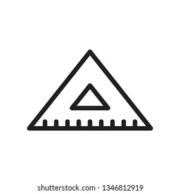 Icono de regla triangular en el diseño de estilo de esquema moderno. Ilustración gráfica vectorial. Regla, icono de medida para el diseño del sitio web, logotipo y ui. Trazo vectorial editable. Pixel perfecto. EPS 10.