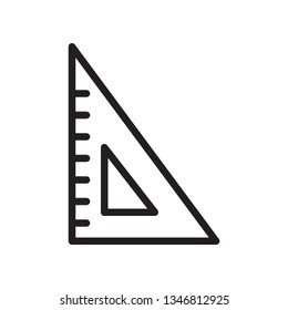 Ruler, triangle ruler icon in trendy outline style design. Vector graphic illustration. Ruler, measurement icon for website design, logo, and ui. Editable vector stroke. Pixel perfect. EPS 10.