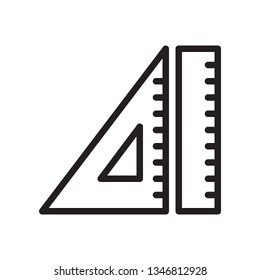 Ruler, triangle ruler icon in trendy outline style design. Vector graphic illustration. Ruler, measurement icon for website design, logo, and ui. Editable vector stroke. Pixel perfect. EPS 10.