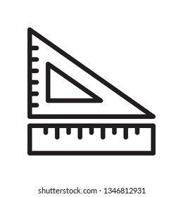 Ruler, triangle ruler icon in trendy outline style design. Vector graphic illustration. Ruler, measurement icon for website design, logo, and ui. Editable vector stroke. Pixel perfect. EPS 10.