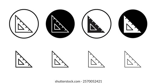 Ruler triangle icon Vector set outline