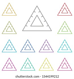 Ruler, triangle multi color icon. Simple thin line, outline vector of construction tools icons for ui and ux, website or mobile application