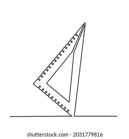 Ruler Triangle сontinuous One Line Drawing